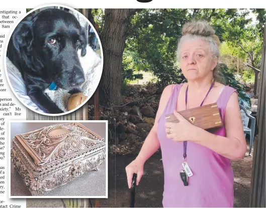  ?? Picture: MARK WILSON ?? GUTTED: Thieves robbed Christine Johnstone’s home of a jewellery box and the ashes of her dog Queenie.