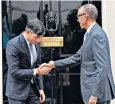  ?? ?? Rishi Sunak welcomes Paul Kagame, Rwanda’s prime minister, to No 10