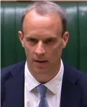  ??  ?? Intense: Mr Raab yesterday