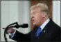  ?? MANUEL BALCE CENETA — THE ASSOCIATED PRESS ?? President Donald Trump speaks during a news conference in the East Room at the White House in Washington, Wednesday.