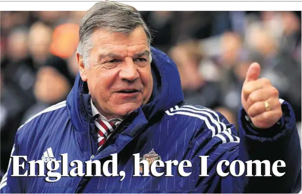  ??  ?? THAT’S THE ONE: Sam Allardyce has finally got his dream job after the FA confirmed his appointmen­t as England manager yesterday