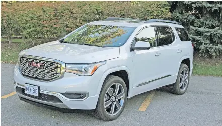  ?? GRAEME FLETCHER/DRIVING.CA ?? The 2017 Acadia Denali has better fuel efficiency and better driving dynamics.