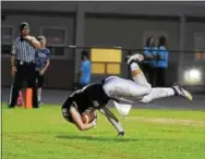  ?? PETE BANNAN — DIGITAL FIRST MEDIA ?? Sun Valley tight end Charlie Wendling tumbles into the end zone to score in the third quarter.