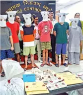  ?? ?? NCB showcasing LSD seizures and the arrested six drug trafficker­s