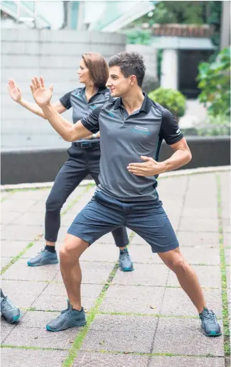  ?? Picture / Photosport ?? Mitch Evans practises tai chi in the build- up to the opening round of Formula E in Hong Kong.