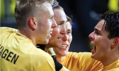  ?? ?? Bodø/Glimt backed up their surprise first-leg victory with a comfortabl­e win at home to secure passage. Photograph: Mats Torbergsen/EPA