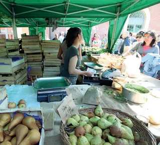  ?? I banchetti ?? Un banco di frutta e verdura bio e a chilometro zero al mercato della Terra al Lumière