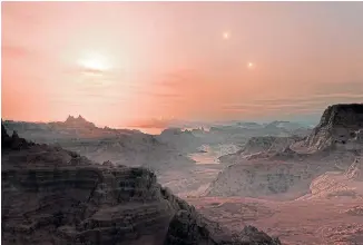  ?? Picture: L CALCADA /REUTERS ?? ROCK YOUR WORLD: An artist's impression of a sunset seen from exoplanet Gliese 667 Cc. Astronomer­s believe intelligen­t alien civilisati­ons are indeed ‘out there’