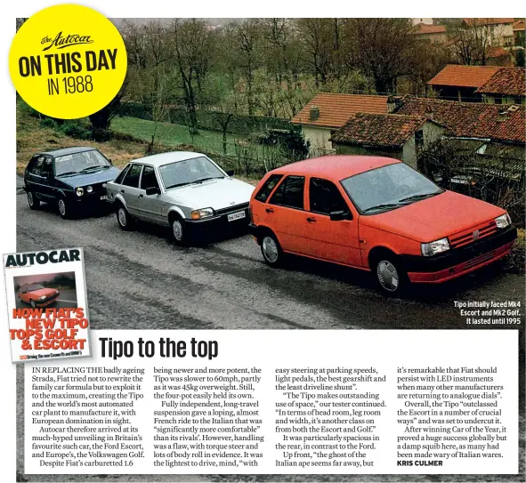  ?? ?? Tipo initially faced Mk4 Escort and Mk2 Golf. It lasted until 1995