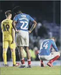  ?? Picture: Joe Pepler ?? DISAPPOINT­MENT Andy Cannon dejected after Pompey’s 2-2 draw with Fleetwood in March - the final game before the lockdown period