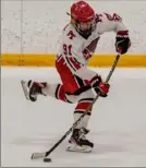  ?? JJ LaBella/For the Post-Gazette ?? Camden Martin has seven points in the two games against PineRichla­nd, including a four-goal outburst in their second meeting. Peters Township is 2-0-0 against the Rams this season.