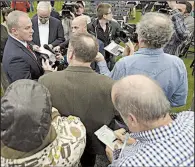  ?? NWA Democrat-Gazette/ANDY SHUPE ?? Hunter Yurachek speaks to members of the media after being introduced as the new University of Arkansas, Fayettevil­le athletic director on Dec. 6.