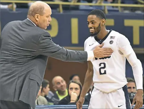  ?? Matt Freed/Post-Gazette ?? Entering Tuesday’s game against High Point, Pitt senior guard Jonathan Milligan, right, is averaging 21.8 minutes per game.