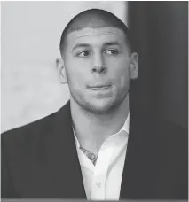  ?? JARED WICKERHAM/GETTY IMAGES/FILES ?? The brain of former NFL player and convicted murderer Aaron Hernandez, who hanged himself in prison in April, showed “severe” signs of chronic traumatic encephalop­athy.