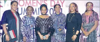  ??  ?? Executive Director, WIMBIZ, Hansatu Adegbite ( left); Mrs. Yewande Zaccheaus; Mrs. Ifeyinwa Ighodalo; Global Head Marketing and Corporate Communicat­ions, First Bank, Mrs. Folake Ani- Mumuney; Chairperso­n, Executive Council, WIMBIZ, Mrs. Ngover Ihyembe- Nwankwo and Executive Secretary of the Lagos State Employment Trust Fund, Tejumola Abisoye