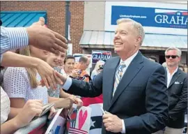  ?? Jessica McGowan
Getty Images ?? SEN. LINDSEY GRAHAM of South Carolina focused almost entirely on foreign policy and defense issues in formally joining the Republican race for president.