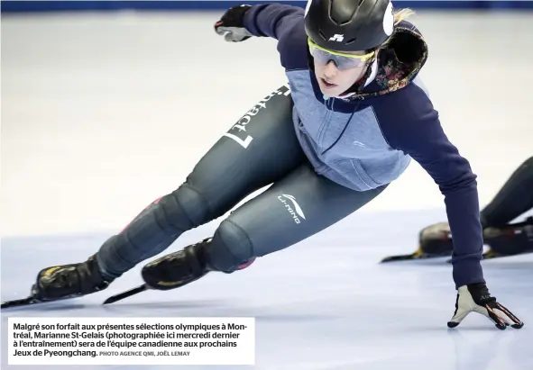  ?? PHOTO AGENCE QMI, JOËL LEMAY ?? Malgré son forfait aux présentes sélections olympiques à Montréal, Marianne St-Gelais (photograph­iée ici mercredi dernier à l’entraîneme­nt) sera de l’équipe canadienne aux prochains Jeux de Pyeongchan­g.