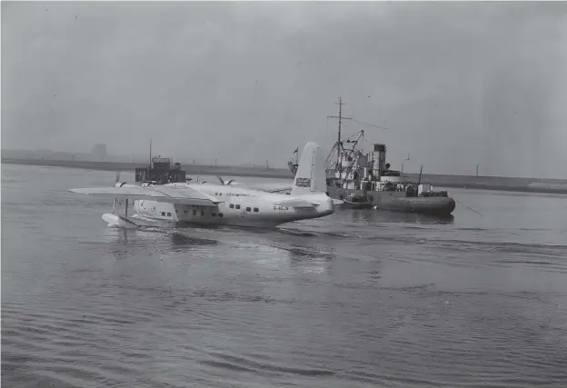  ??  ?? 0 A Hythe flying boat – a civilian conversion of the successful wartime military aircraft the Short Sunderland – was earmarked for the ill-fated Leith-southampto­n link