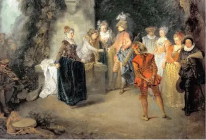  ??  ?? L’Amour au Théâtre français, de JeanAntoin­e Watteau atteste des liens indéfectib­les qui unissaient la peinture à l’art dramatique depuis la Renaissanc­e. Il ferait référence à l’opéracomiq­ue Les Fêtes de l’Amour et de Bacchus. Salle Richelieu : 1, rue...