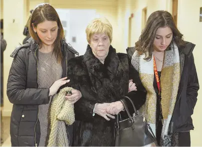  ?? STAFF PHOTOS BY FAITH NINIVAGGI ?? SEEKING ANSWERS: Friends and family of missing Marine recruit Joseph Brancato, including, above and below, cousin Nicole DaSilva, grandmothe­r Mildred LeBaron and girlfriend Brielle Beasle, voiced their concerns in an unrelated court appearance for...