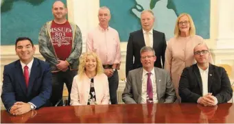  ??  ?? Top: Cllrs Gino O’Boyle, Declan Bree, Seamus Kilgannon and Rosaleen O’Grady, pictured at the Sligo Muncipal District AGM last month. Front: Cllrs Tom MacSharry, Marie Casserly, Mayor Hubert Keaney and Chris MacManus. Absent from photo: Cllrs Thomas...