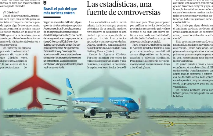  ?? (LA VOZ / ARCHIVO) ?? En avión. El turismo receptivo apuesta a la conectivid­ad aérea de Córdoba para atraer extranjero­s.