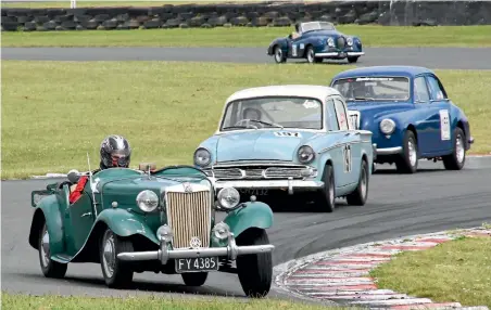  ??  ?? At top are some of the Classics on the track: Geoff Wilson in a 1948 MG TC, Trevor Dixon in a 1961 Humber 80, David Neale in a 1955 MG Magnette with Neil Moore in the 1951 Jowett Jupiter.