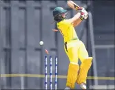  ??  ?? Australian cricketer Ashleigh Gardner is bowled out by Indian cricketer Jhulan Goswami during the first cricket match of the women's Twenty 20 (T20) Tri-Series between India and Australia at the Brabourne stadium in Mumbai on Thursday.