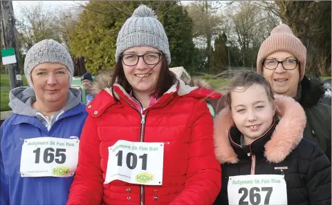  ??  ?? Martina Jackman, Aisling O’Mahoney, Sophie Cosgrave and Kate Cosgrave at the Tara Bishop Memorial Fun Run in Ballymurn on Sunday.