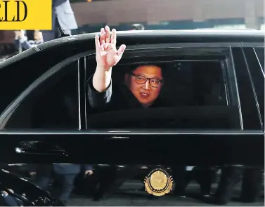  ?? KOREA SUMMIT PRESS POOL VIA THE ASSOCIATED PRESS ?? North Korean leader Kim Jong Un expressed optimism about his meeting with Donald Trump, saying the president will learn he’s not one to fire missiles toward the United States, South Korean President Moon Jae-in’s spokesman said.