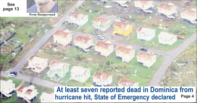  ??  ?? Damaged homes from Hurricane Maria on the island of Dominica on Sept. 19. Nigel R. Browne—Caribbean Disaster Emergency Management Agency/Regional Security System/Reuters