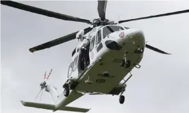  ??  ?? A rescue helicopter on its way to the incident at Wentworth Falls in the Blue Mountains on Wednesday. Photograph: David Swift/AAP