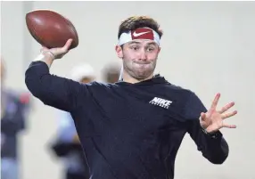  ??  ?? Baker Mayfield, seen during the NFL combine, was selected by the Cleveland Browns as the top overall pick in the NFL draft. MARK D. SMITH/USA TODAY