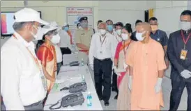  ?? SOURCED ?? Chief Minister Yogi Adityanath inspecting integrated command & control centre in Banda.