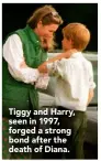  ??  ?? Tiggy and Harry, seen in 1997, forged a strong bond after the death of Diana.