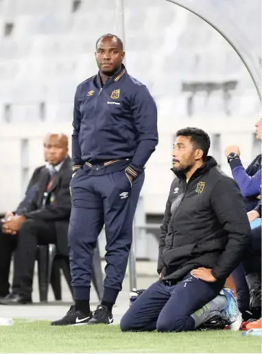  ?? BACKPAGEPI­X ?? NOT IMPRESSED: Benni McCarthy was horrified by some of the cruel challenges his team faced against Free State Stars on Wednesday.