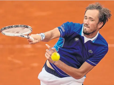  ?? ?? CLAY SUCCESS: Daniil Medvedev cruised into the second round of the French Open after beating Facundo Bagnis.
