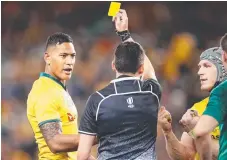  ?? Picture: GETTY IMAGES ?? Israel Folau is shown the yellow card.