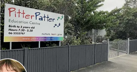  ?? GEORGE HEAGNEY/STUFF STUFF ?? Pitter Patter Education Centre on East St in Feilding was shut down by the Ministry of Education for three weeks.
Left, Pitter Patter Education Centre owner Pauline Murphy, at a function in 2010, has not responded to requests for comment after serious complaints were made about the centre.