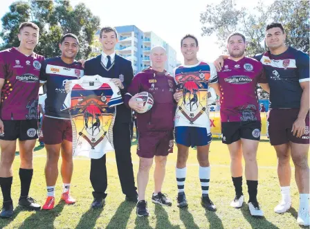  ?? Picture: ADAM HEAD ?? Konrad Tu'ua, Anthony Milford, Karne Young, Allan Langer, Samual Elara, George Lee and David Fifita.