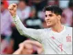  ?? AFP ?? Alvaro Morata celebrates scoring Spain’s fourth goal in extra time during a 5-3 Euro 2020 last-16 victory over Croatia in Copenhagen on Monday.