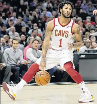  ?? AP PHOTO ?? In this Jan. 31, 2018, file photo, Cleveland Cavaliers’ Derrick Rose drives against the Miami Heat during an NBA game in Cleveland. The Cavaliers sent guard Derrick Rose and forward Jae Crowder to the Utah Jazz for forward Rodney Hood on Thursday.