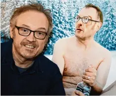  ?? Foto: Wolfgang Diekamp ?? Josef Hader live und auf dem Filmplakat zum Film„Wilde Maus“, in dem er einen Mu sikkritike­r spielt und erstmals auch Regie führte.