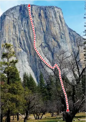  ??  ?? Daunting: The route for the record-breaking climb on Saturday