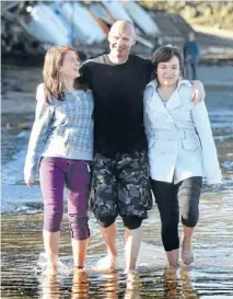  ?? Photos: Phil Doyle/fairfax NZ, Reuters ?? Clincher: Anti-whaling protester Pete Bethune, pictured with daughters Danielle and Alycia, said a $70,000 down payment was enough to agree to selling his life story – including the sinking of the Ady Gil and his time in a Tokyo prison – to a film...