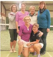  ?? FOTO: TGW ?? Die erfolgreic­he Mannschaft der TG Waldniel: (hinten v.l.) Susanne Kranzuch, Andrea Rösges, Ulla Geisler und Steffi Ludwig; (vorne v.l.) Roswitha Hoeren und Hedwig Pauly.