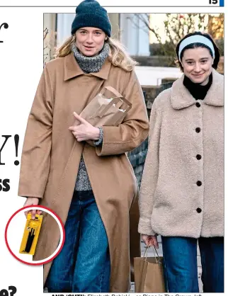  ?? ?? .... AND ‘CUT!’: Elizabeth Debicki – as Diana in The Crown, left – popped out with sister Catherine for supplies including a Stanley knife