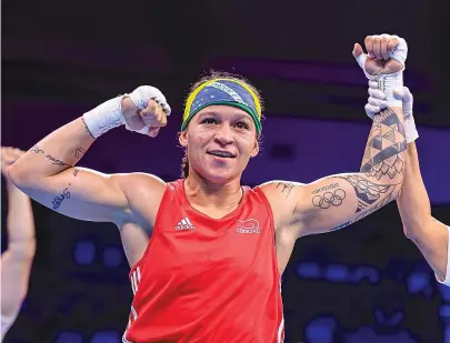  ?? CBBOXE/ DIVULGAÇÃO ?? Beatriz Ferreira ganha luta e já tem no mínimo a medalha de bronze no Mundial