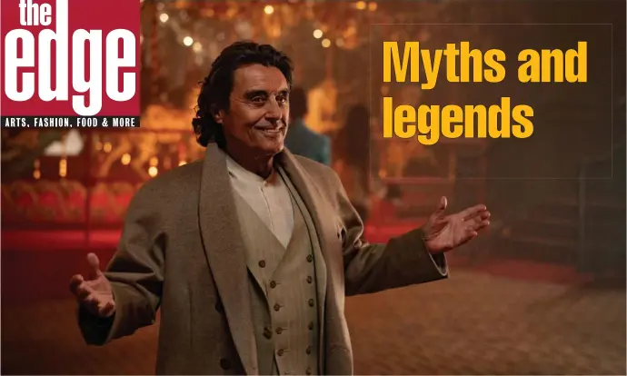  ??  ?? VALHALLA: In ‘American Gods,’ Ian McShane, above and below left with Ricky Whittle, plays Mr. Wednesday, otherwise known as the Norse god Odin.