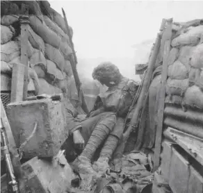  ??  ?? Left: This incredible German image depicts British soldiers killed only moments before the photograph was taken